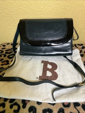 BALLY Vintage Classic Black Patent Crossbody Bag